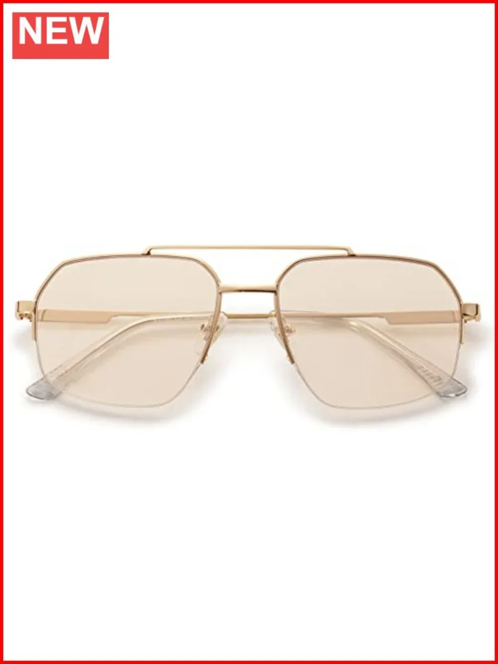 Trendy Aviator Sunglasses Double Bridge Semi-Rimless Metal Frame UV Protection